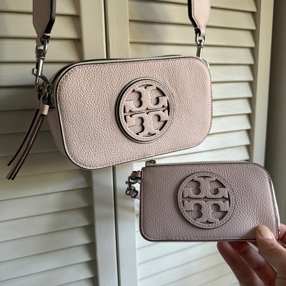 Tory Burch Miller Mini Crossbody & Card Case - Pale Pink - Like NEW